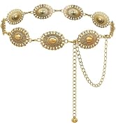 YZRIZX Western Concho Chain Belt for Women Boho Metal Belts For Country Concert Dresses Jeans Cow...