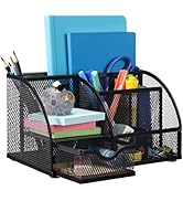 Comix Mesh Pen Pencil Holder Desk Organizer, 7 Compartment Wire Desktop Pen Pencil Cup Caddy Offi...