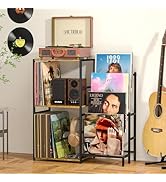 Record Player Stand, Turntable Stand with 4-Tier Vinyl Record Storage, Record Player Table Storag...