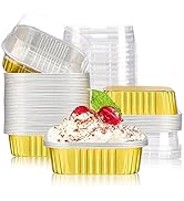 EUSOAR Mini Cake Pans With Lids, 12.3oz 360ml 50pcs Aluminum Foil Square Brownie Baking Cups, Cup...
