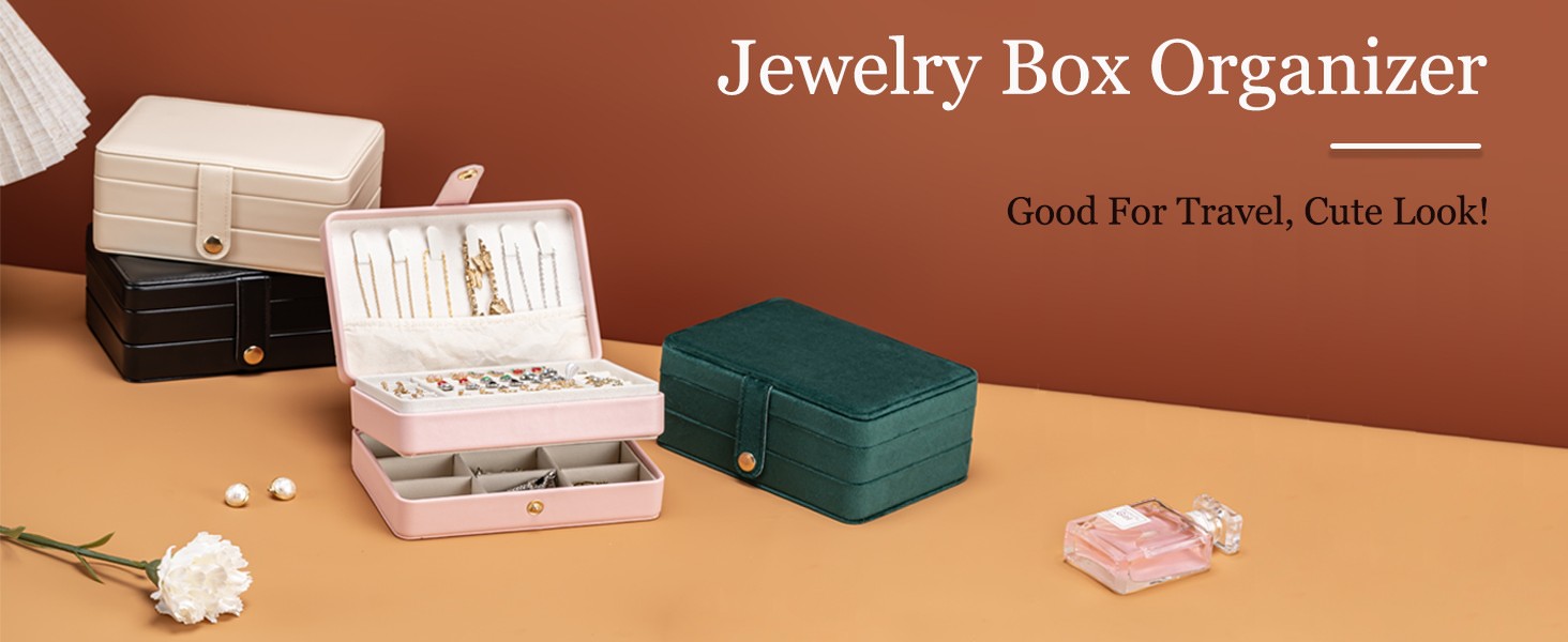 Travel Jewelry Box, PU Leather Small Jewelry Organizer for Women Girls,Travel Display Storage Holder