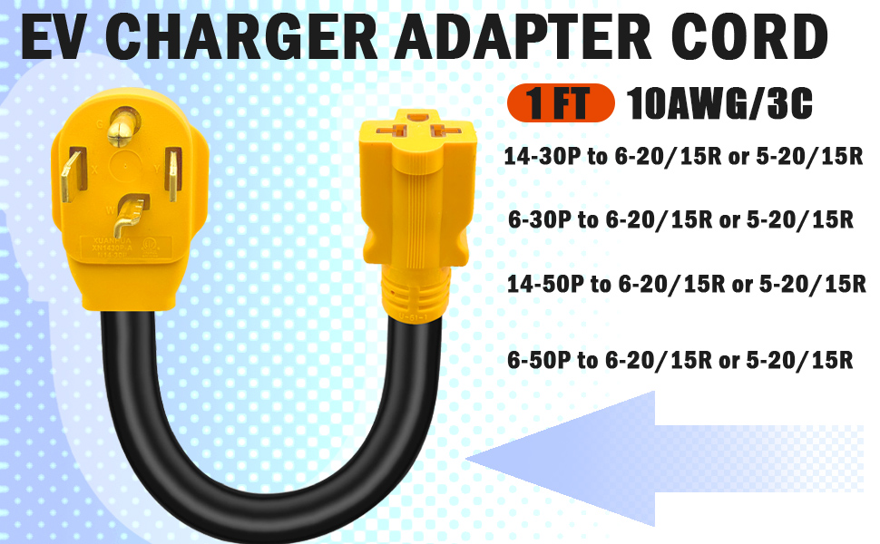 14-30P to 5-15/20R and 6-15/20R adapter cord