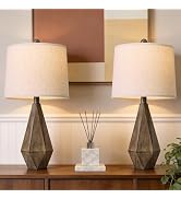 PoKat 23.5'' Table Lamps Set of 2 for Bedroom, Farmhouse Nightstand Lamps for Living Room, Rustic...