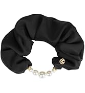 EVITA PERONI Scrunchies for Women - Black Pearl Hair Scrunchies Ponytail Holder with Elastic Hair...