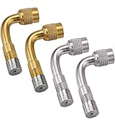 KEWAYO Valve Stem Extenders, 4 Pcs 90° Tyre Valve Stems Extension, Universal Brass Curved Wheel V...