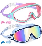 Keary 2 Pack Kids Swim Goggles for 3-15 UV Protection Anti-Fog Pool Water Swimming Goggles For Bo...