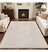 SHACOS Soft Cozy Fluffy Arch Pattern High-Low Pile Textured Area Rug 5'3"x7'3" Non Slip Washable ...
