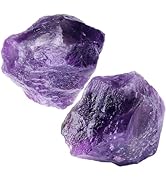 NUKAYAI 2Pcs Amethyst Crystal Rock Stone Raw Healing Crystals 1.8-2.2" Large Natural Rocks for Tu...