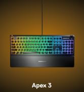 SteelSeries Apex 3 Gaming Keyboard - Black | 10-Zone RGB Illumination – IP32 Water Resistant – Pr...