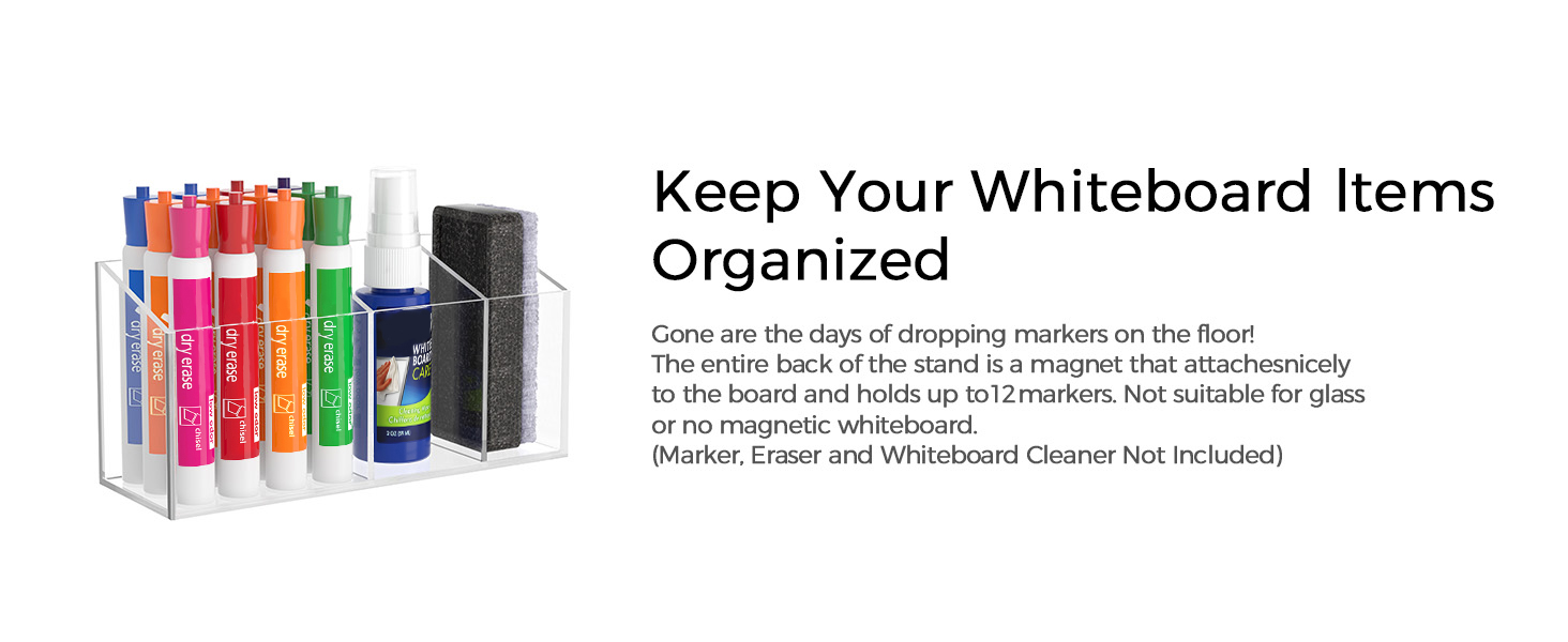 HBlife Acrylic Magnetic Dry Erase Marker Holder Wall Mount