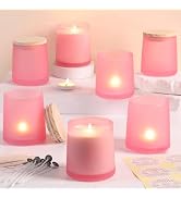 DARJEN 12 Pack Frosted Pink Candle Jars for Making Candles- 9 OZ Empty Glass Candle Making Jars w...