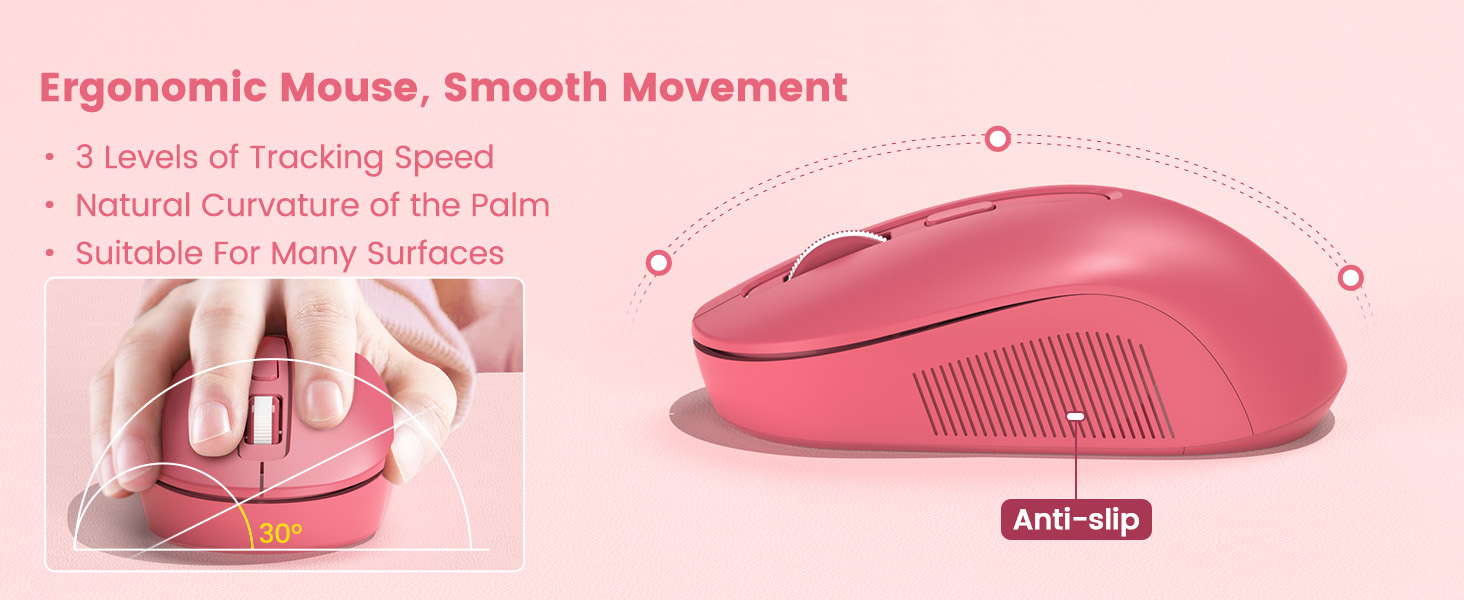 Ergonomic mouse is comfortable to hold and moves very smoothly