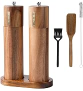Foyucool Wooden Salt and Pepper Grinder Set, 8 inch Manual Salt and Pepper Mill with Brush and Sp...