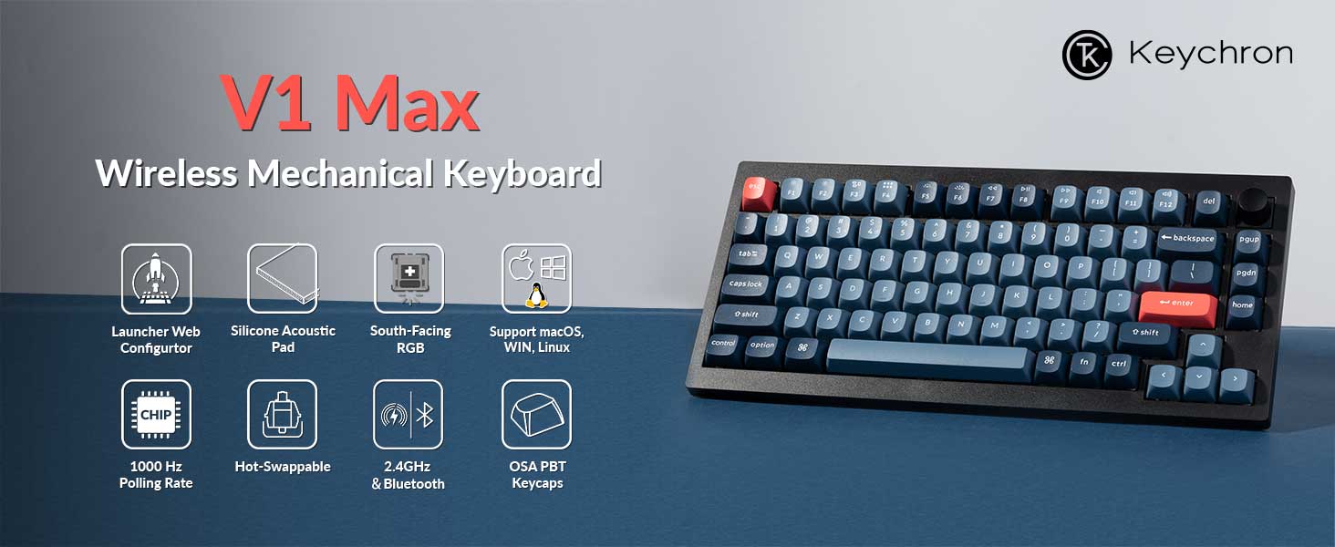 Keychron V1 Max QMK/VIA Wireless Custom Mechanical Keyboard