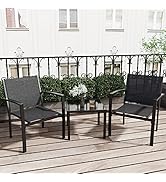 Greesum 3 Pieces Patio Furniture Set Outdoor Conversation Textilene Fabric Chairs for Lawn, Garde...