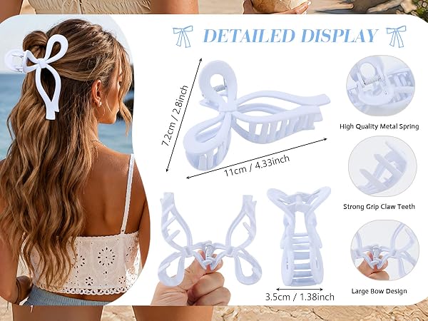 bow hair clips large