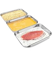 HULISEN Breading Trays Set of 3, Stainless Steel Breading Pans, Small | Dishwasher Safe, Interloc...