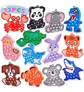 13PCS Animal Pop Sensory Fidget Toys for Kids Toddler, Airplane Car Travel Activities Toys, Goodi...