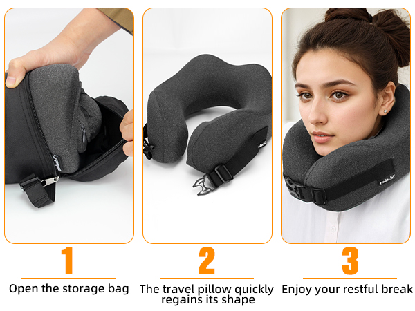 Neck Pillow Airplane Travel Set Pure Memory Foam Travel Neck Plane for Long Flights Essentials