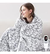 MH MYLUNE HOME Leopard Print Heated Throw Blanket, ETL & FCC Certified Electric Blanket, Washable...