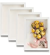 Hacaroa 4 Pack Shadow Box Frame, 8''x6'' Wood Picture Frame Memory Display Case for Bouquets, Pho...