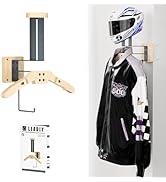 Leadiy Motorcycle Helmet Holder, Helmet Holder Wall Mount,Motorcycle Helmet Rack with Jacket Hanger