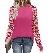 WIHOLL Long Sleeve Shirts for Women Color Block Raglan Tops Casual Crewneck Basic Tees Fall Cloth...