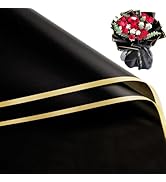 RUSPEPA 20 Sheets Flower Wrapping Paper - Gold Edge Waterproof Floral Bouquet Wrapping Paper - Fl...