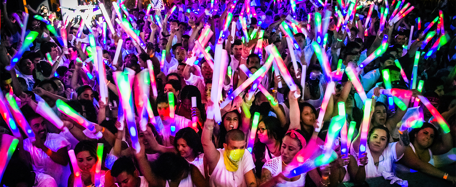 Foam Glow Sticks Bulk Glow in The Dark Party Supplies Giant Fun LED Foam Light Up Sticks