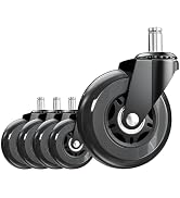 ASHGOOB 3 Inch Office Chair Wheels Set of 5, Heavy Duty Replacement Casters, Smooth Quiet Roll fo...