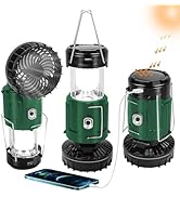2024 Solar Camping Lantern with Fan,Rechargeable Camping Fans Charging for Phone, Battery Operate...
