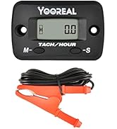 Yooreal Digital Hours Meter Tachometer with Clip,Replaceable Battery,Waterproof for Riding Lawn M...