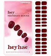 Heyhae Semi Cured Gel Nail Strips | No LED Lamp Needed | Burgundy, Jelly | Easy Apply & Remove, S...