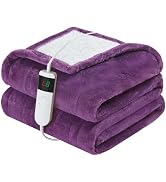 DANENOSA Electric Heated Blanket Throw Size 50''x60'' Soft Flannel & Sherpa Electric Blanket with...