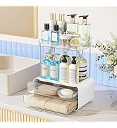 Delamu Bathroom Counter Organizer 2-Drawers 2-Tier Acrylic Makeup Organizer for Vanity Countertop...
