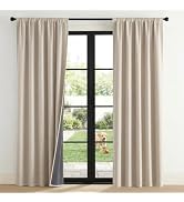 NICETOWN 100% Blackout Curtains for Bedroom, Living Room - Linen Textured Thermal Insulated Drape...