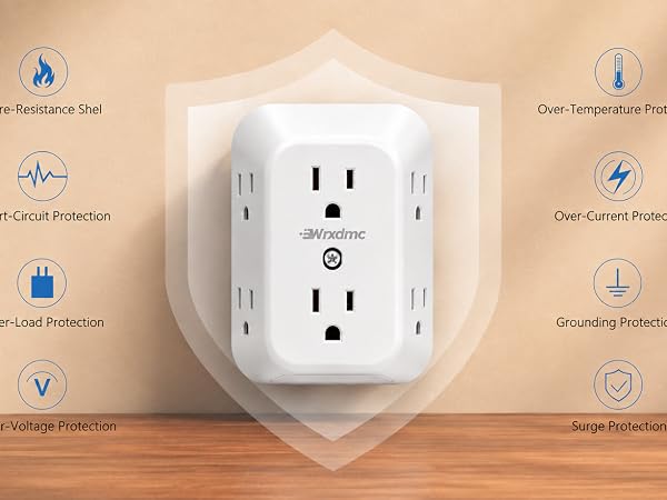 2 Prong to 3 Prong Outlet Adapter, Multi Plug Outlet Extender, 1875W
