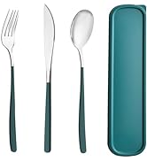 HMDZMR Travel Utensils with Case, 4pc Reusable Utensils Set with Case, Camping Utensil Set, Porta...