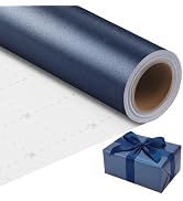 woric Navy Blue Wrapping Paper Roll 17 In X 33 Ft Blue Gift Wrap | Matte Wrapping Paper with Pear...
