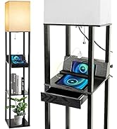 Floor Lamp with Shelves, RUNTOP LED Shelf Floor Lamp with Wireless Charger & 2 Charging USB Ports...