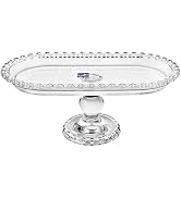 Luxshiny Footed Fruit Serving Tray European Style Dessert Snack Display Plate Oval Crystal Glass ...