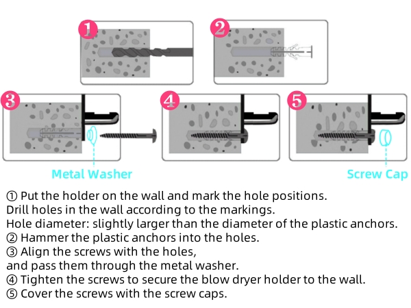 hairdryer holder for bathroom