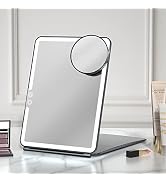 FUNTOUCH 10x7.5 Portable Large Travel Makeup Mirror with Light, 2500mAh Rechargeable Lighted Trav...