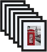 PEALSN 11x14 Picture Frame Set of 6, Display Pictures 8x10 with Mat or 11x14 without Mat for Wall...