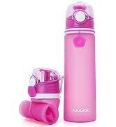 Valourgo Collapsible Water Bottle, Silicone Foldable with Leak Proof Valve BPA Free - pink 21 oz