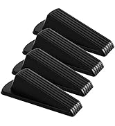 Rubber Door Stoppers - Door Stop Wedge, Large Heavy Duty Flexible Door Holder - Black 4 Pack - No...