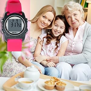 Wobl+, wobl waterproof watch, vibrating alarm reminder watch, potty watch, toilet training, pink