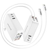 SUPERONE 65W Retractable Wall Charger with Dual USB C Cables | 5-Port Charger Block, Compact Fold...