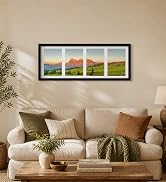 decorUhome 4 5x7 Picture frames Collage Wall Decor with Mat, Black | 8x22 Engineered Wood Picture...