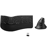 DeLUX Full Size Ergonomic Split Keyboard and Vertical Mouse Combo, GM909 Wireless Split Keyboard ...